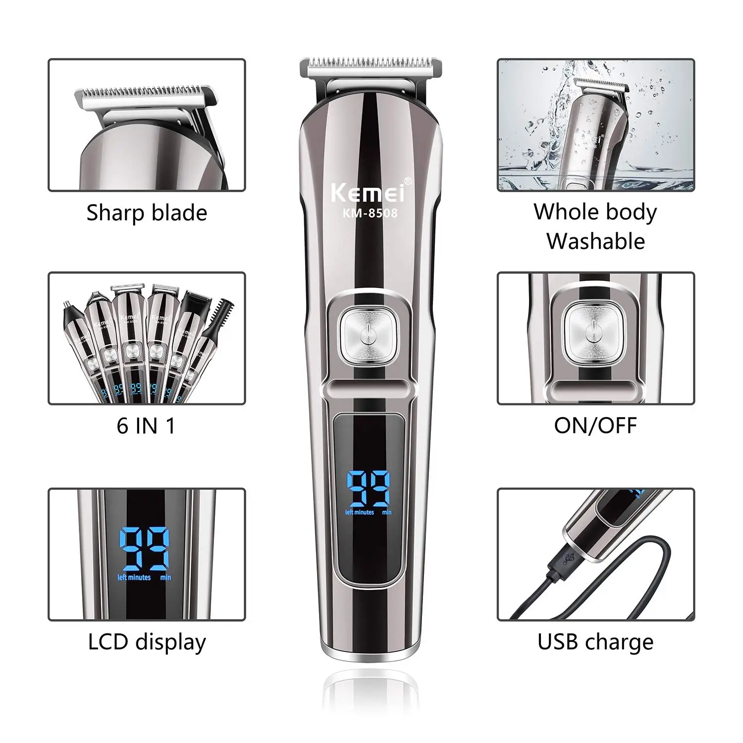 Kemei Professional Multifuncti - огляд і ціна Men'S Grooming Electric Trimmer